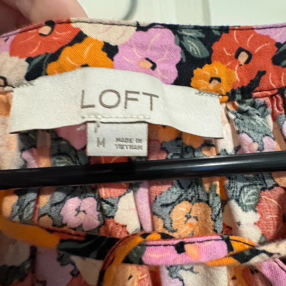 LOFT Floral Blouse - Pink, Orange, Black - Picture 2 of 2